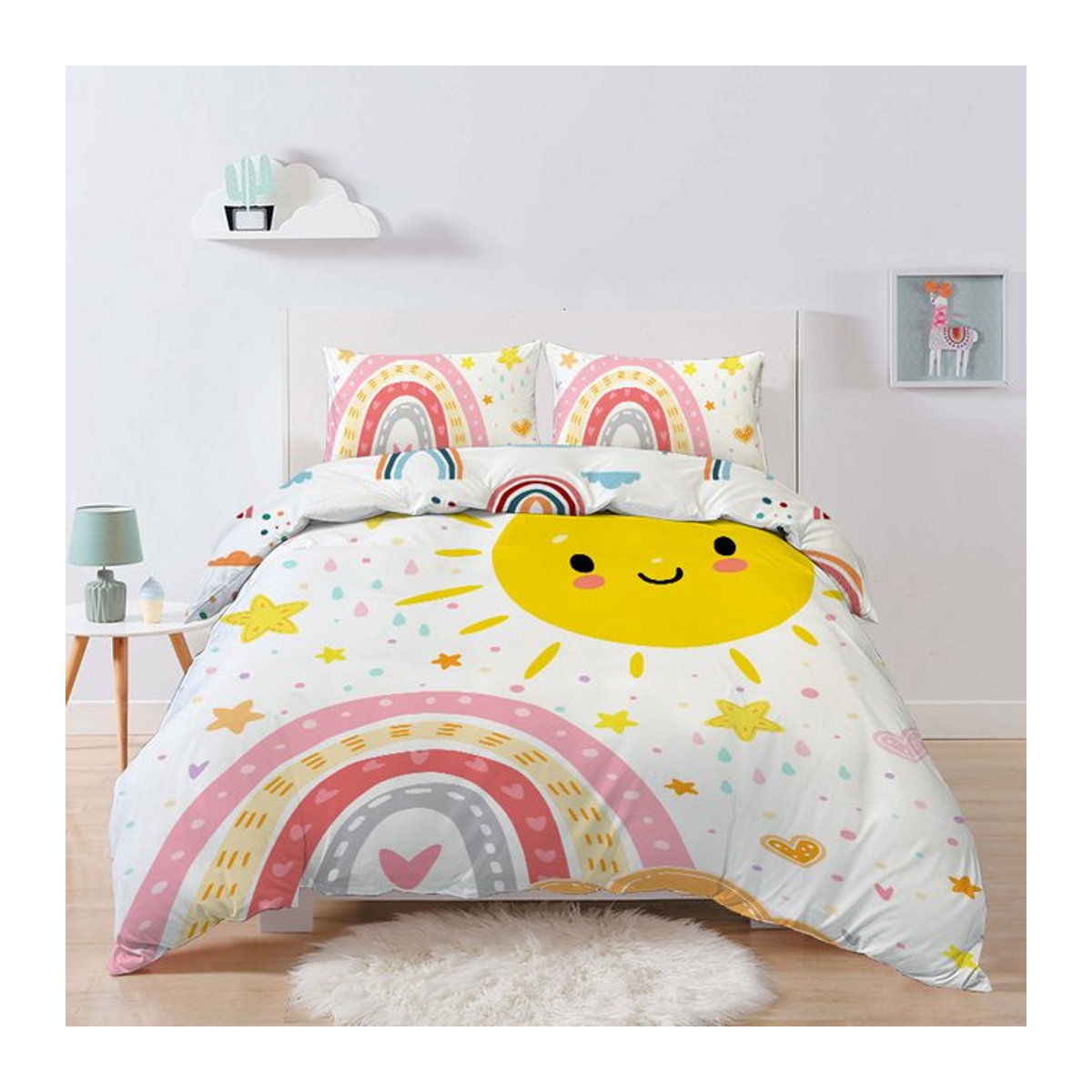 3-teiliges Bettwäsche-Set Sonnen-Regenbogen mit Digitaldruck, Multicolor - Bild 1