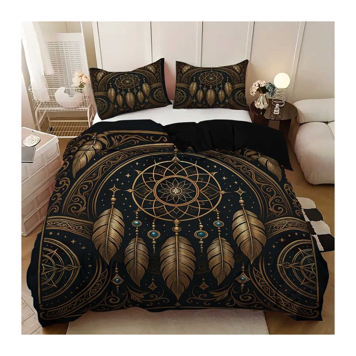 3-teiliges Bettwäscheset Jessica Chen mit Traumfänger-Muster, bestehend aus 1 Bettbezug und 2 Kissenbezügen, Breite: 135 cm, Länge: 200 cm - Bild 1