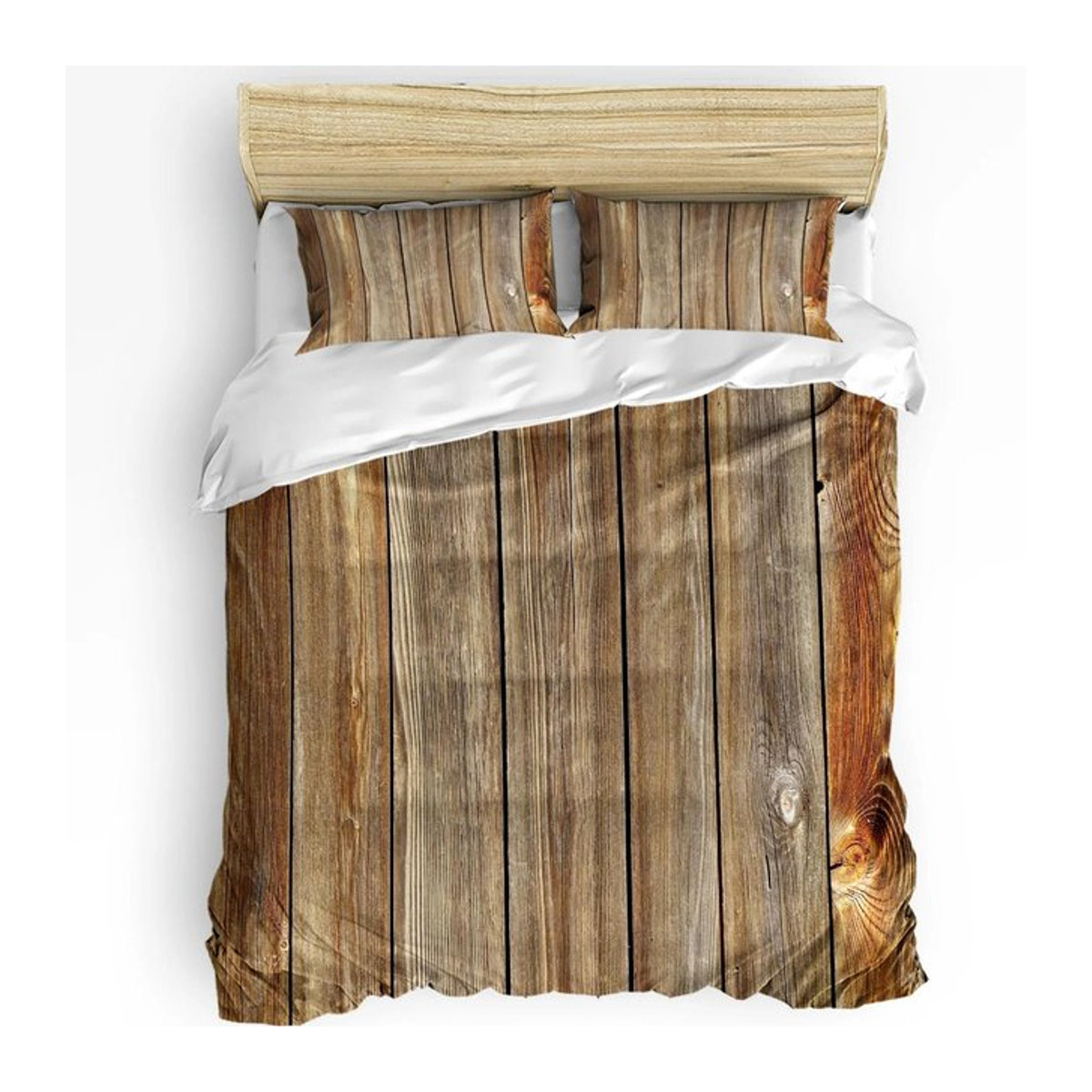 3-teiliges Bettwäscheset Lodestar mit Holzplanken-Retro-Design für Kinder und Teenager, Bettbezug und Kissenbezug, B/H: 135 x 200 cm - Bild 1