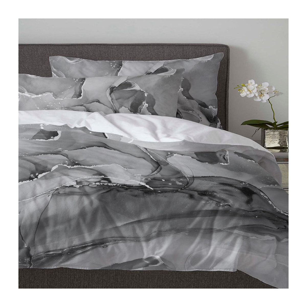 3-teiliges Bettwäscheset mit Marmor Textur Farbverlauf in Schwarz von Binchi Fitness, Bettbezug und Kissenbezüge mit Reißverschluss, B/H: 135 x 200 cm - Bild 2