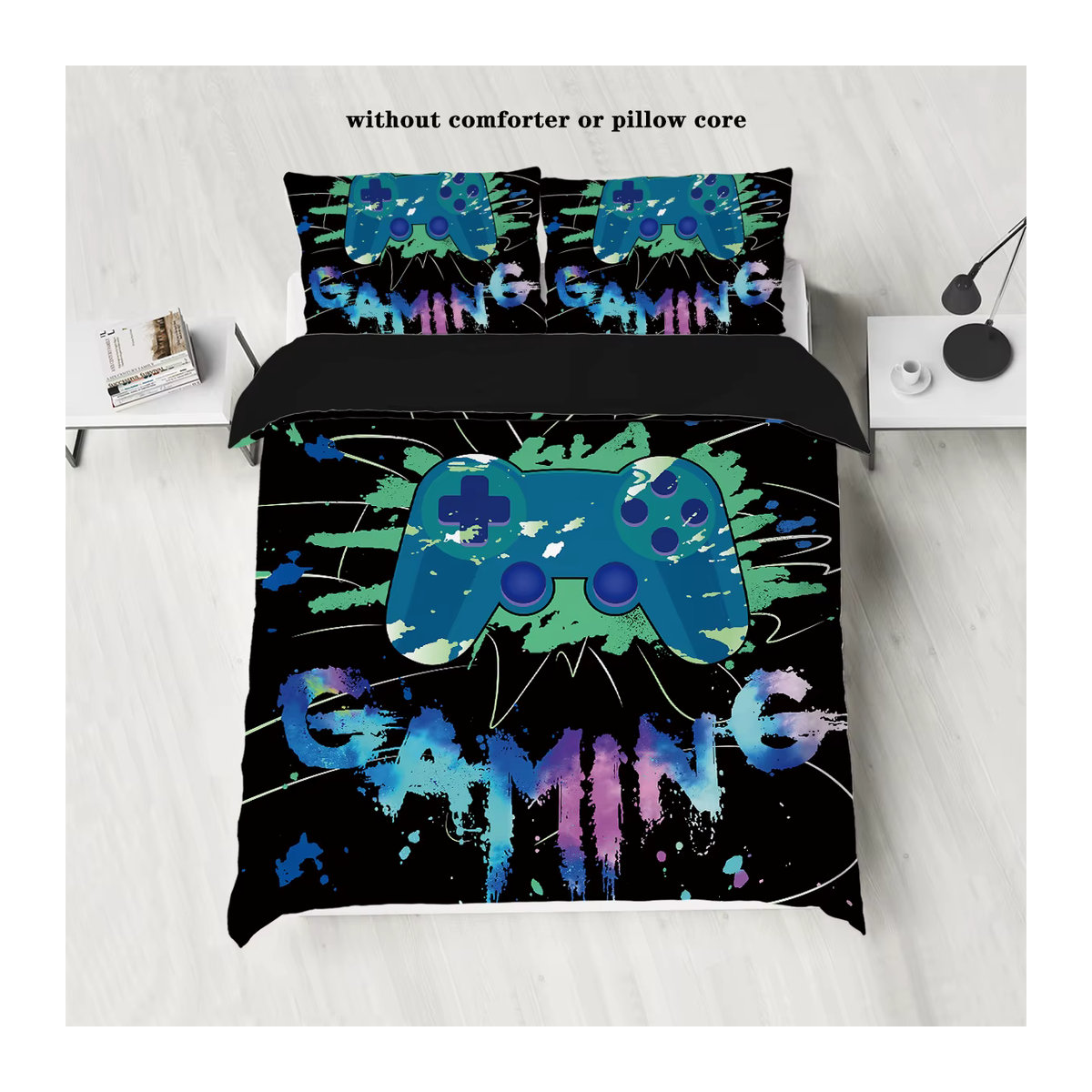 3-teiliges Daunen-Bettbezug-Set mit Digitaldruck-Muster in Multicolor, bestehend aus 1 Bettbezug und 2 Kissenbezügen - Bild 2