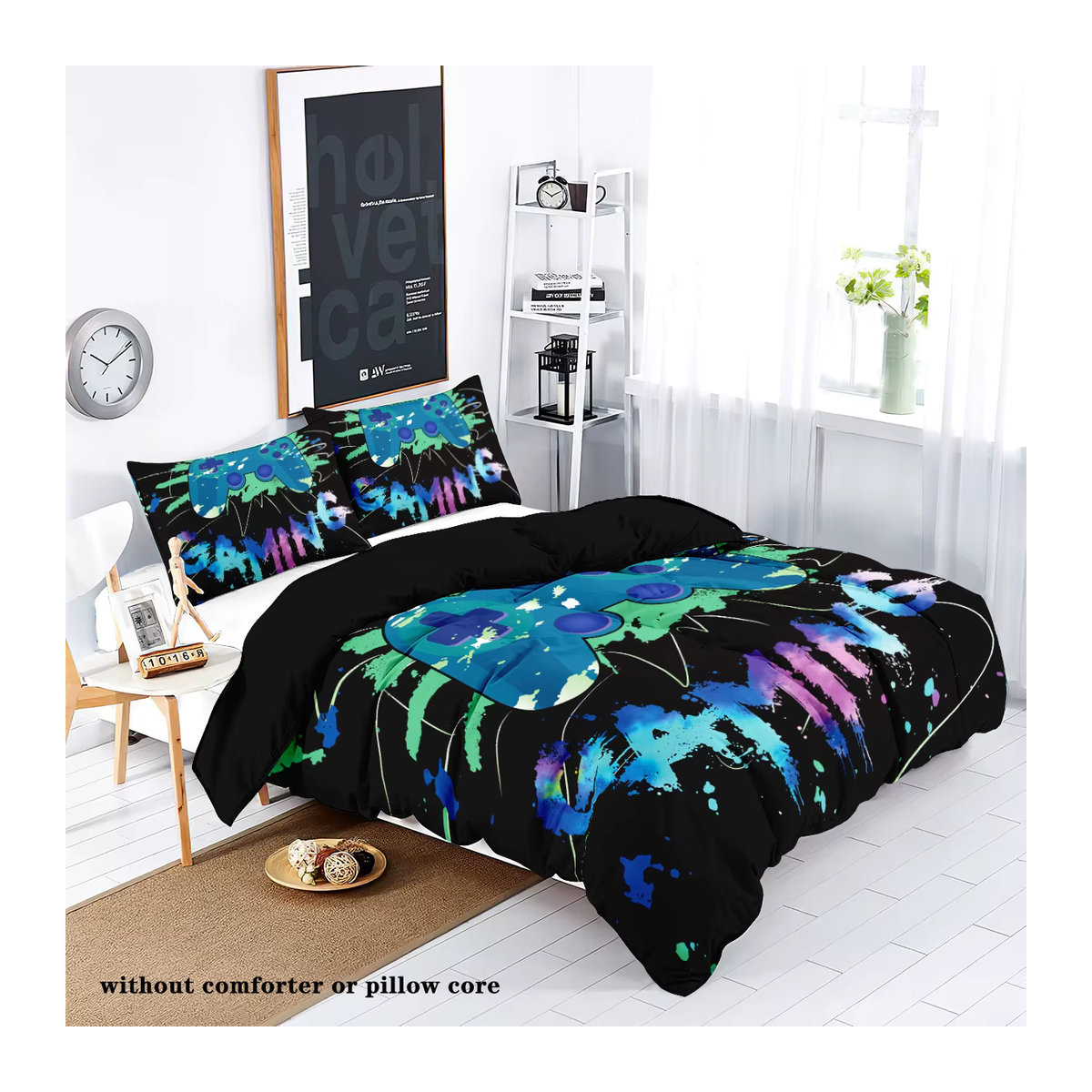 3-teiliges Daunen-Bettbezug-Set mit Digitaldruck-Muster in Multicolor, bestehend aus 1 Bettbezug und 2 Kissenbezügen - Bild 3