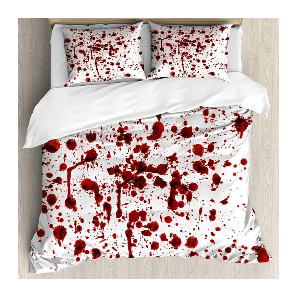 3-teiliges Horror Bettwäsche Set mit Blutspritzer-Design im Grunge-Stil für Halloween, Single Bettwäsche 135 x 200 cm - Bild 1