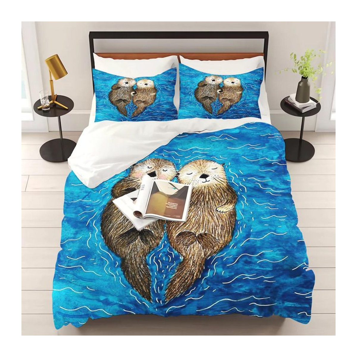 3-teiliges Kinderbettwäsche-Set Otter Bettbezug mit Reißverschluss, weich und atmungsaktiv, B/H: 135 x 200 cm - Bild 1