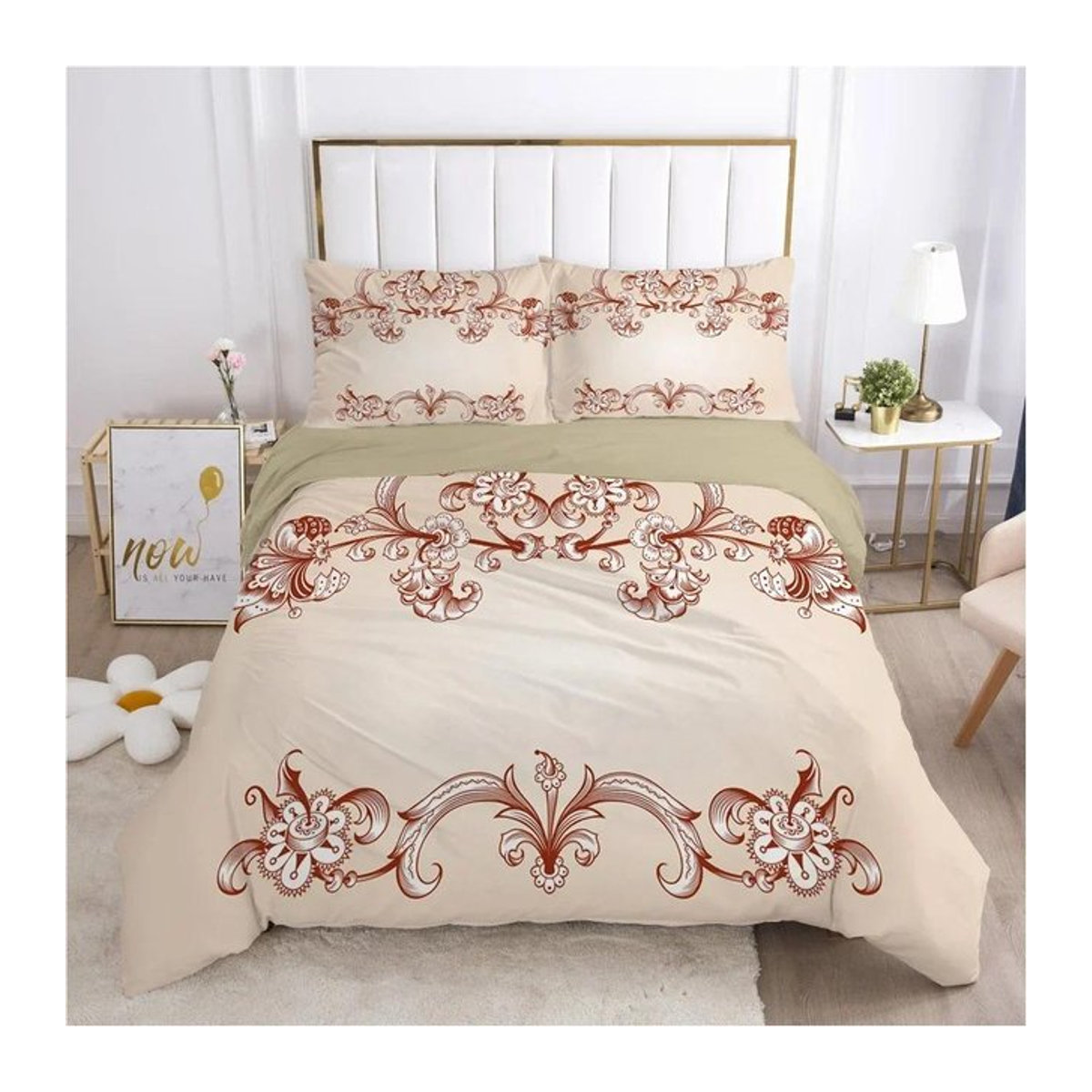 3-teiliges Luxus-Bettwäscheset Creative Homewares mit 3D-Blumenmotiv und Blattmuster, Einzelbettgröße, B/H: 135 x 200 cm - Bild 1