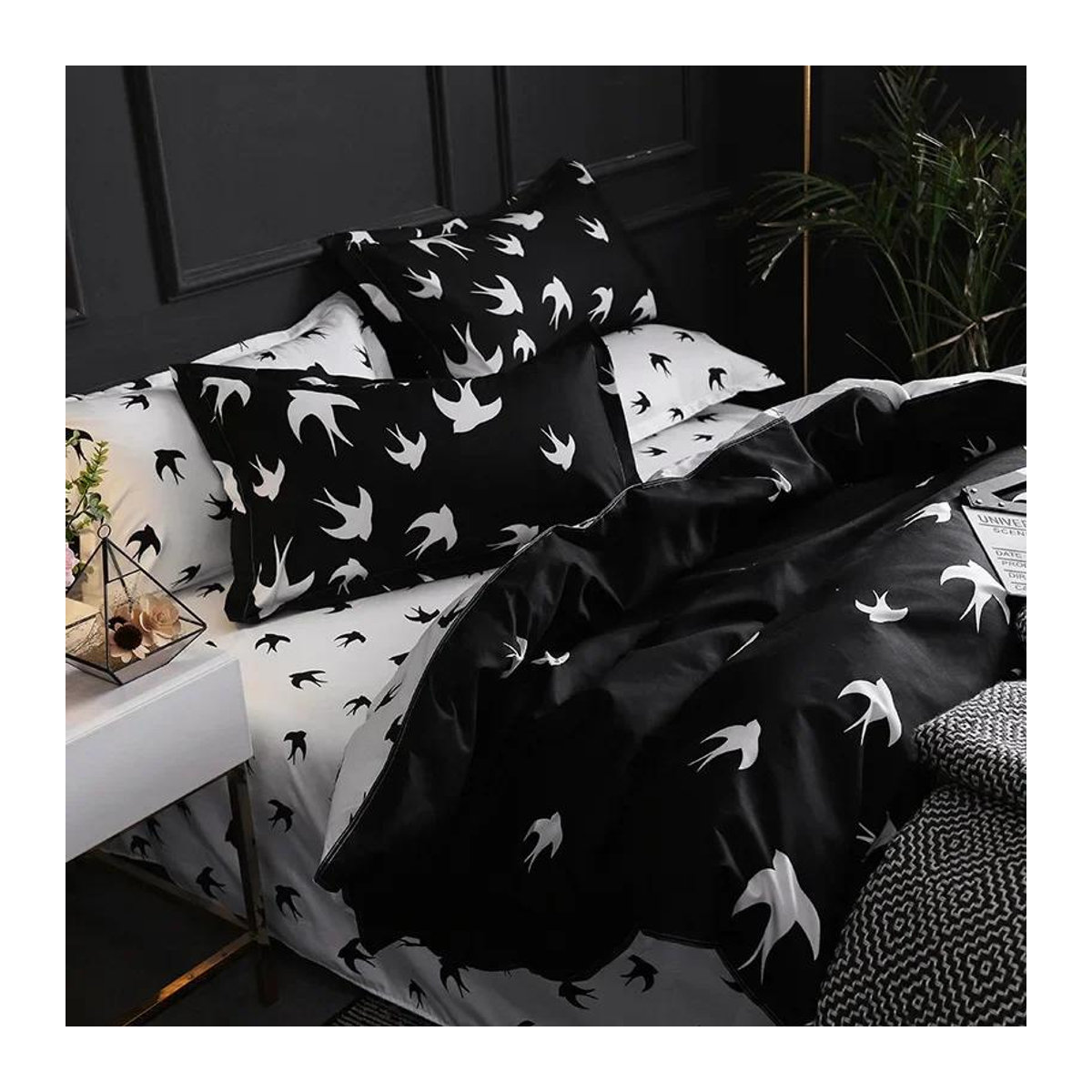 3-teiliges Nordisches Bettwäsche-Set von Bin Chi Textiles mit Reißverschluss in Schwarz und Weiß, B/H: 135 x 200 cm - Bild 1