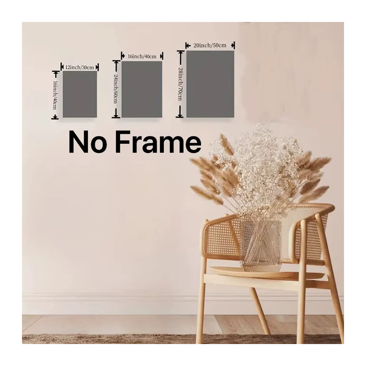 3-teiliges Set abstrakte Wandkunst CPWAD in Beige, geometrische Leinwand im Bohemian-Stil, rahmenlose Textil-Poster im Hochformat - Bild 4