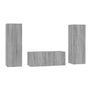 3-teiliges TV-Schrank-Set Vidaxl in Grau Sonoma Holzoptik im klassischen Design