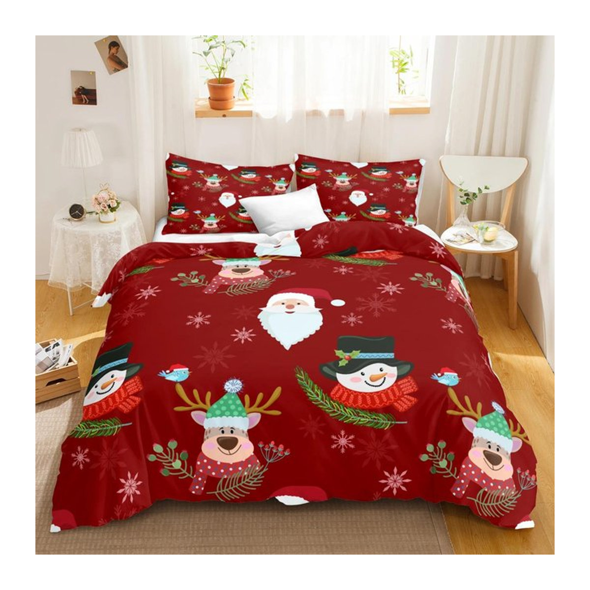 3-teiliges Weihnachtsbettwäsche-Set von Your Warm Home in Mehrfarbig mit Reißverschluss, B/H: 135 x 200 cm - Bild 1