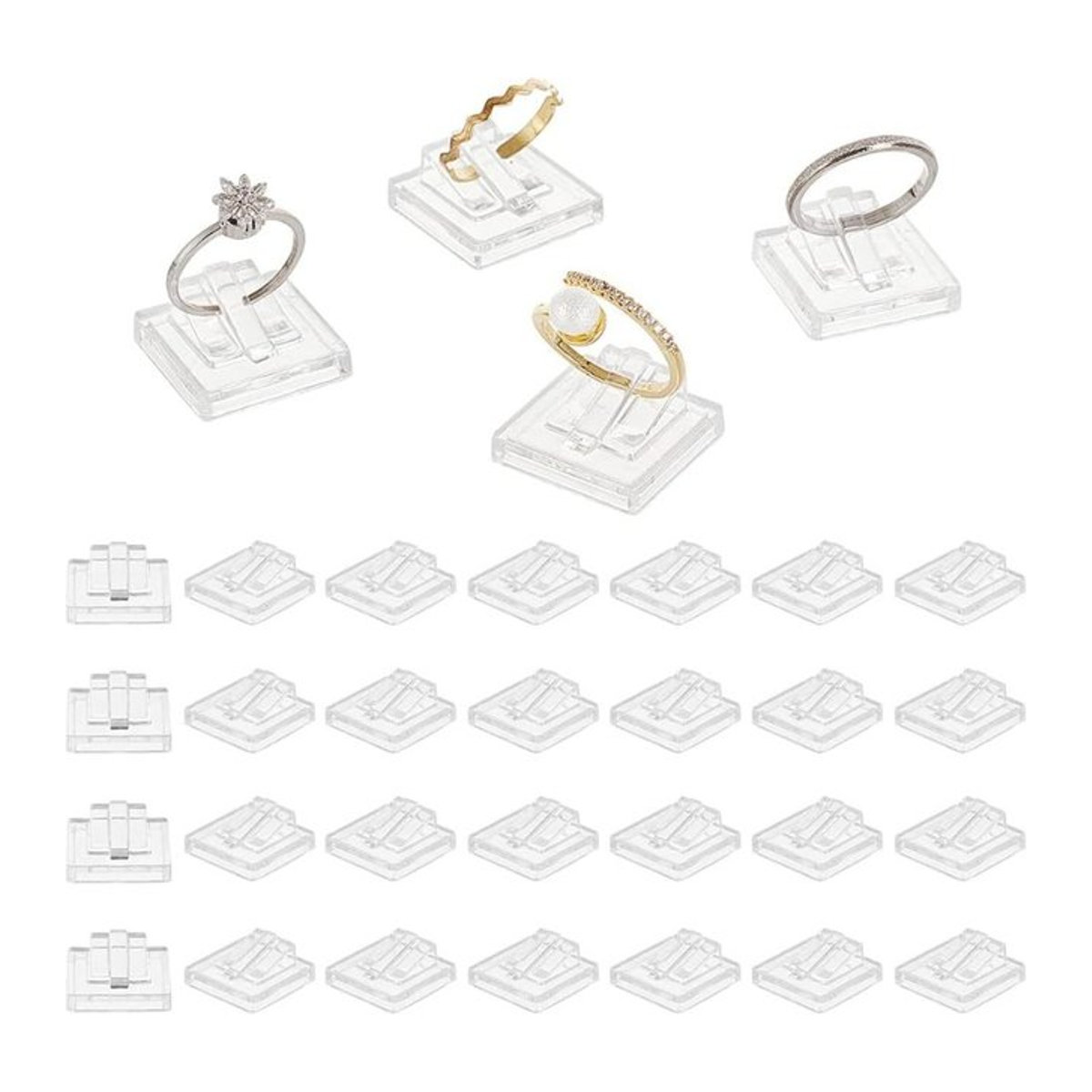 30 Stück Acryl Ring Display Halter Transparent für Schmuck Präsentation und Aufbewahrung - Bild 1