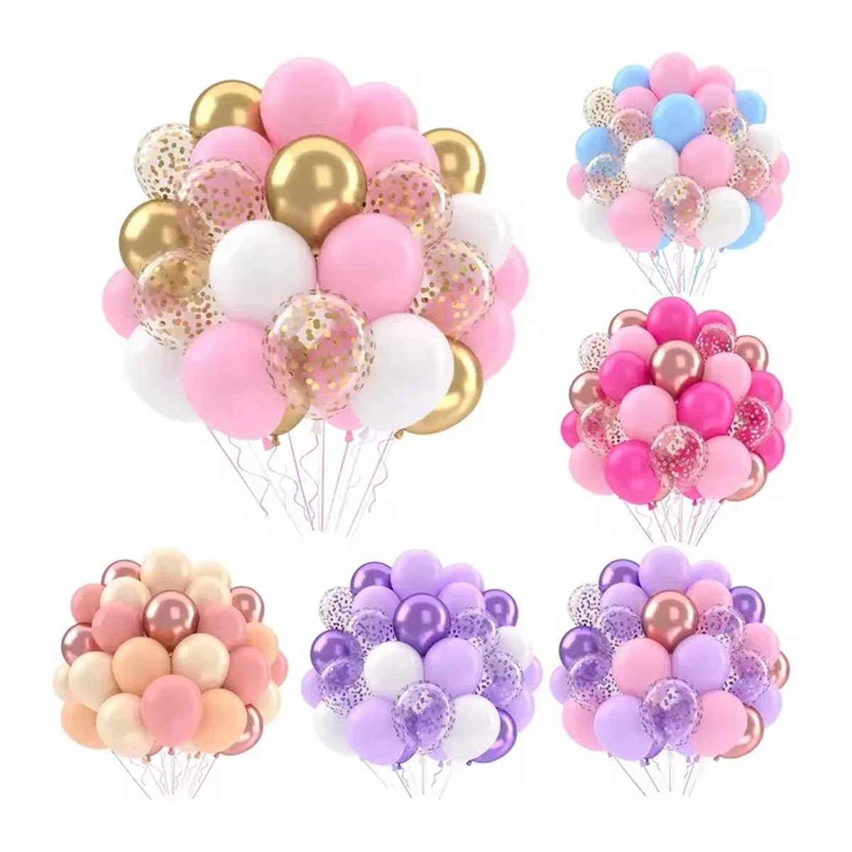 30 Stück metallische Paillettenballons von BALONAQ in Rosa, Blau und Pink für Geburtstag, Hochzeit, Abschlussfeier oder Babyparty - Bild 1