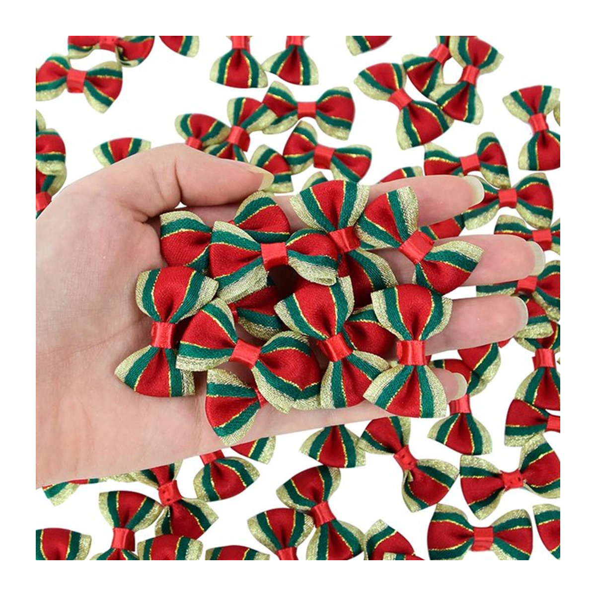 30 Stück YONGSNOW Weihnachts-Schleifen aus Textil in Rot für Weihnachtsbaum und Kranz-Dekoration - Bild 1