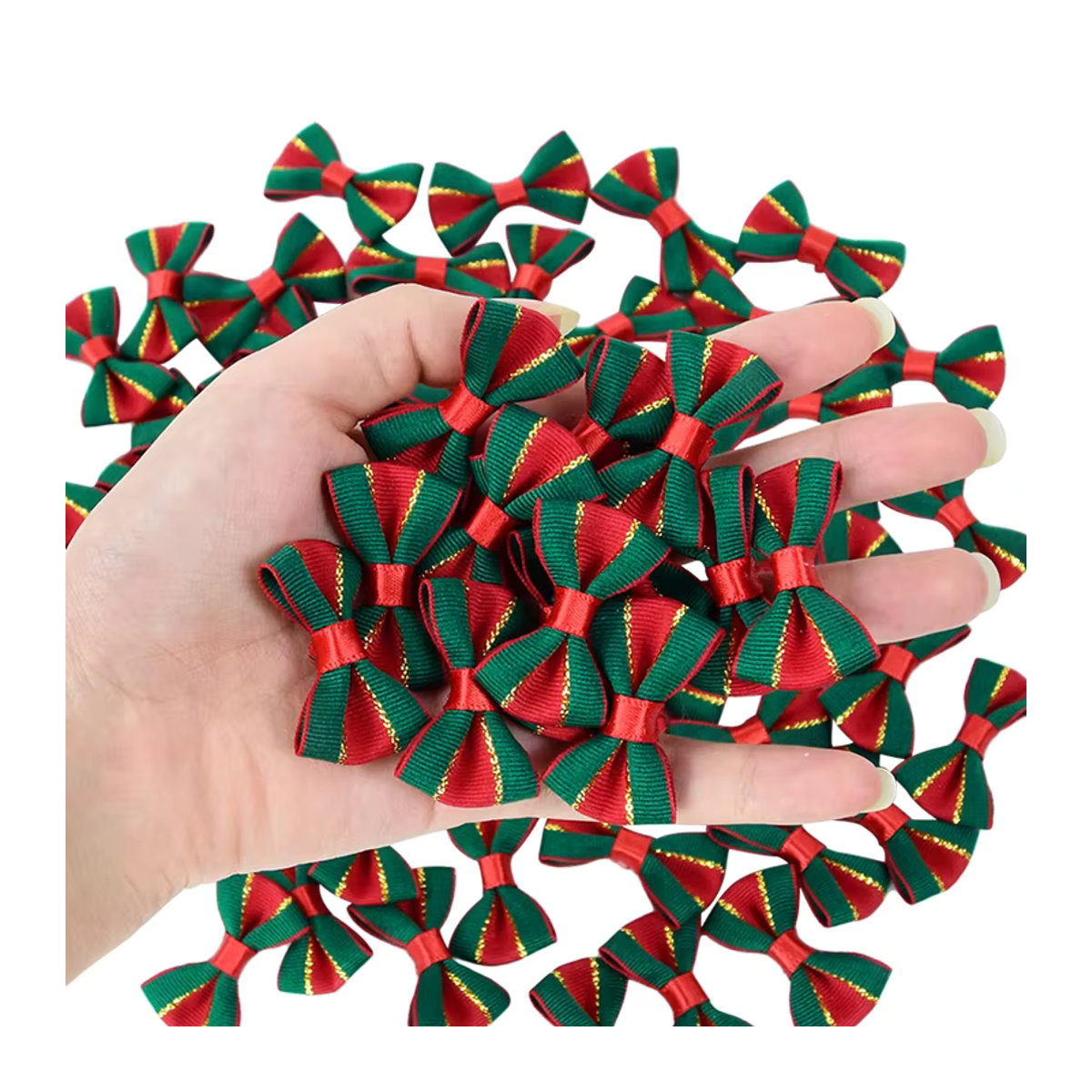 30 Stück YONGSNOW Weihnachts-Schleifen aus Textil in Rot für Weihnachtsbaum und Kranz-Dekoration - Bild 2