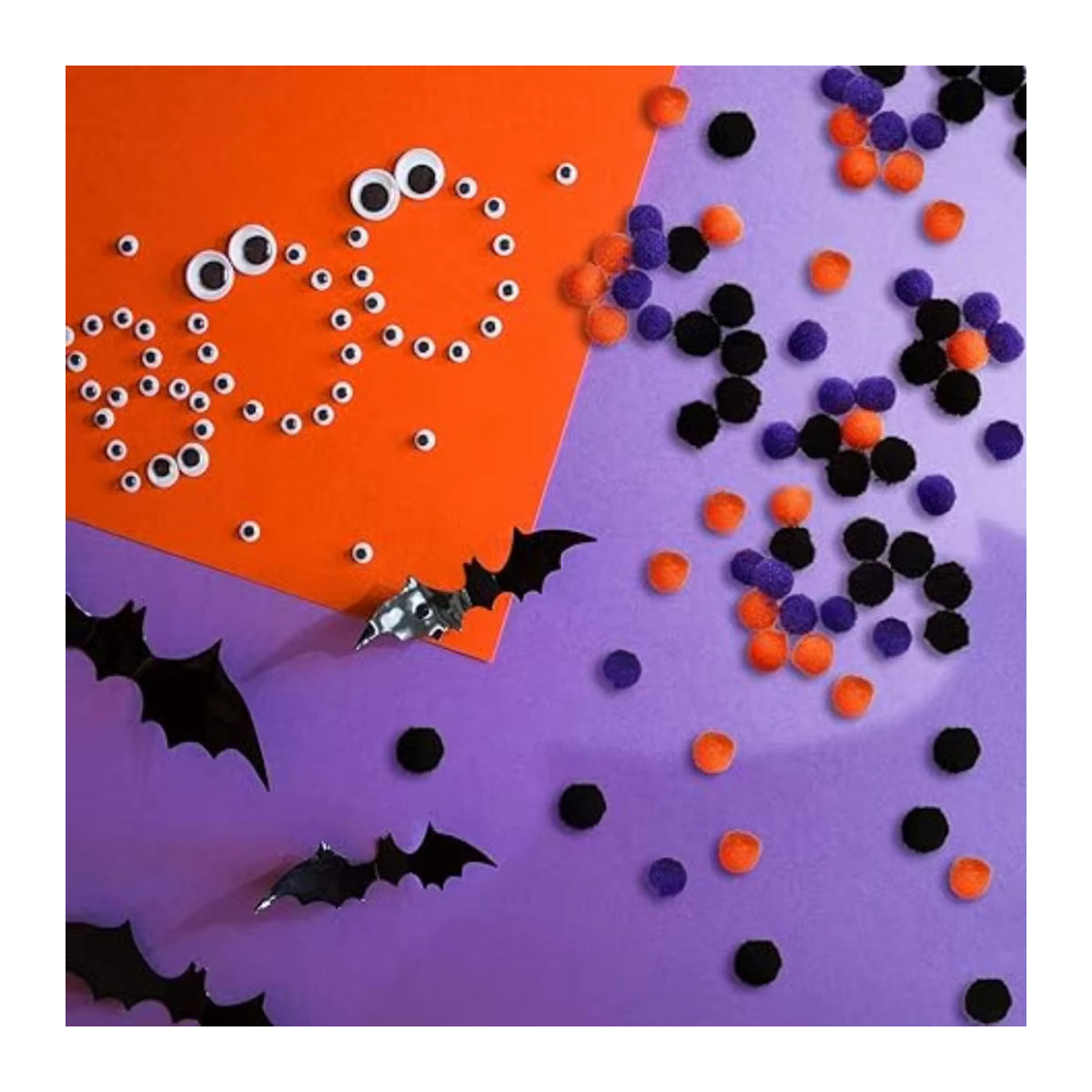 300 Stück Halloween Pom Poms in 3 Farben für DIY Handwerk und Party Dekorationen - Bild 3
