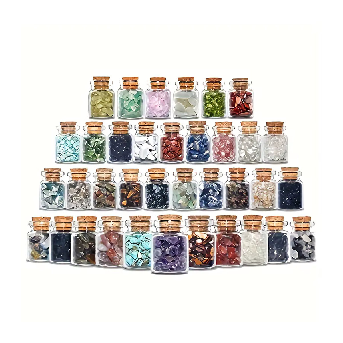 36 Stück Kristall Edelstein Chips Set in Mehrfarbig für Chakra Heilung und Zauber Gläser - Bild 2