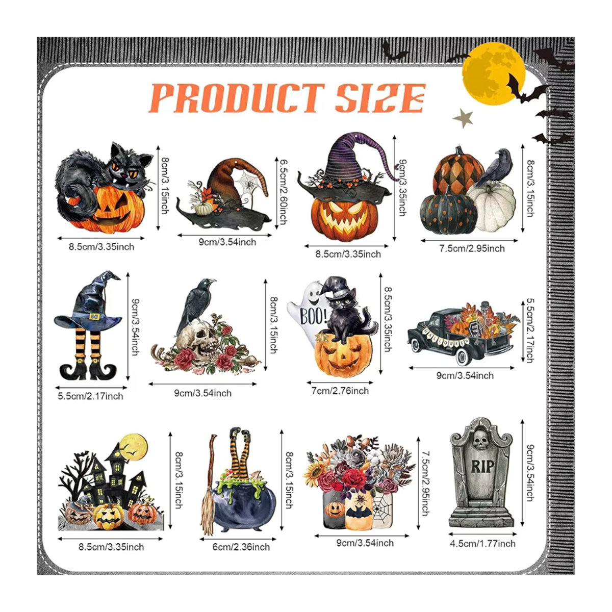 36 Stück ZQNYCY Halloween Holz Anhänger mit Schnur, Mehrfarbige Hängeornamente mit Kürbis, Fledermaus und Geist für DIY Handwerk und Party Dekoration - Bild 6