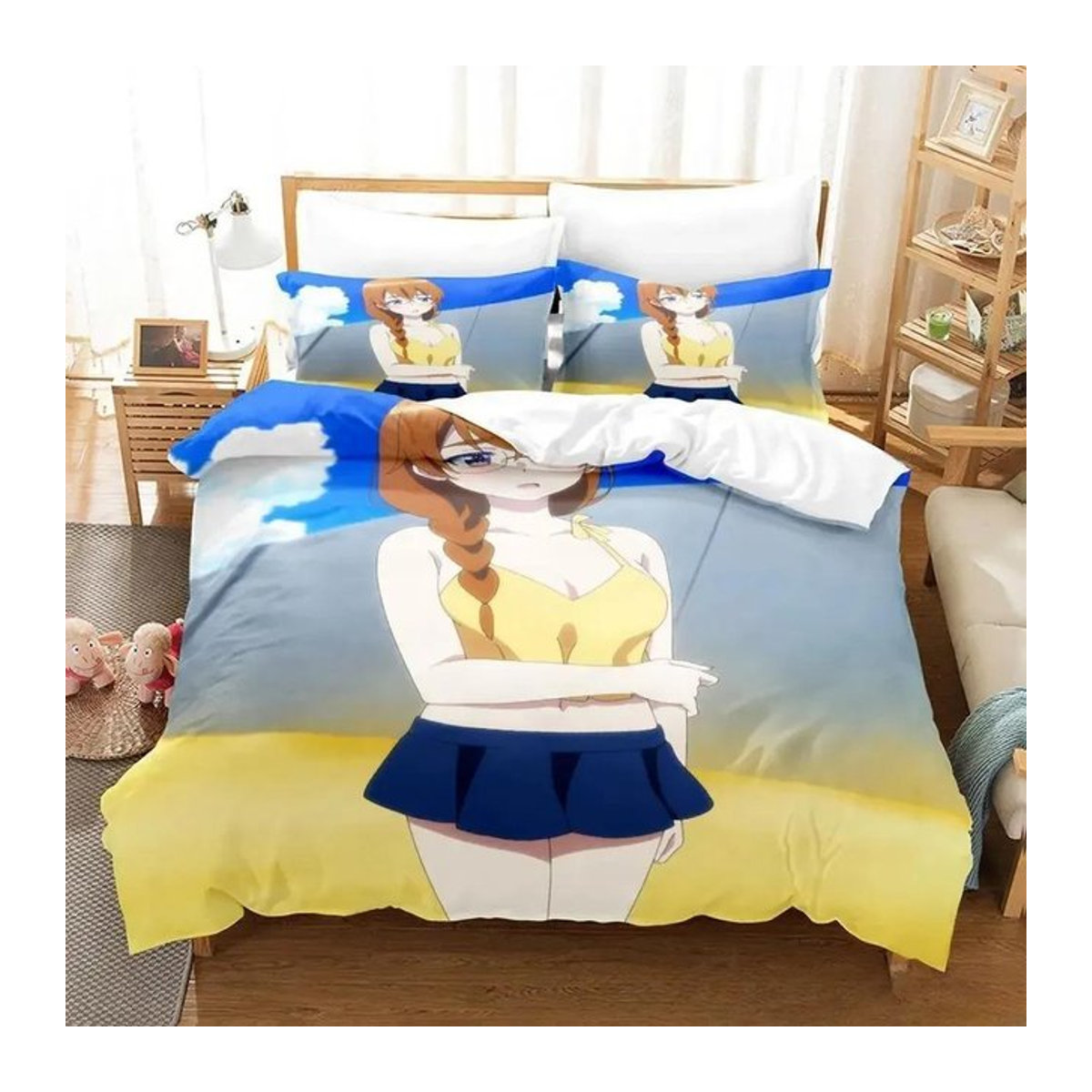 3D Anime Yo-nin wa Sorezore Uso wo Tsuku Bettwäsche-Set mit Reißverschluss, weiches Bettbezug-Set, B/H: 133 x 70 cm - Bild 1