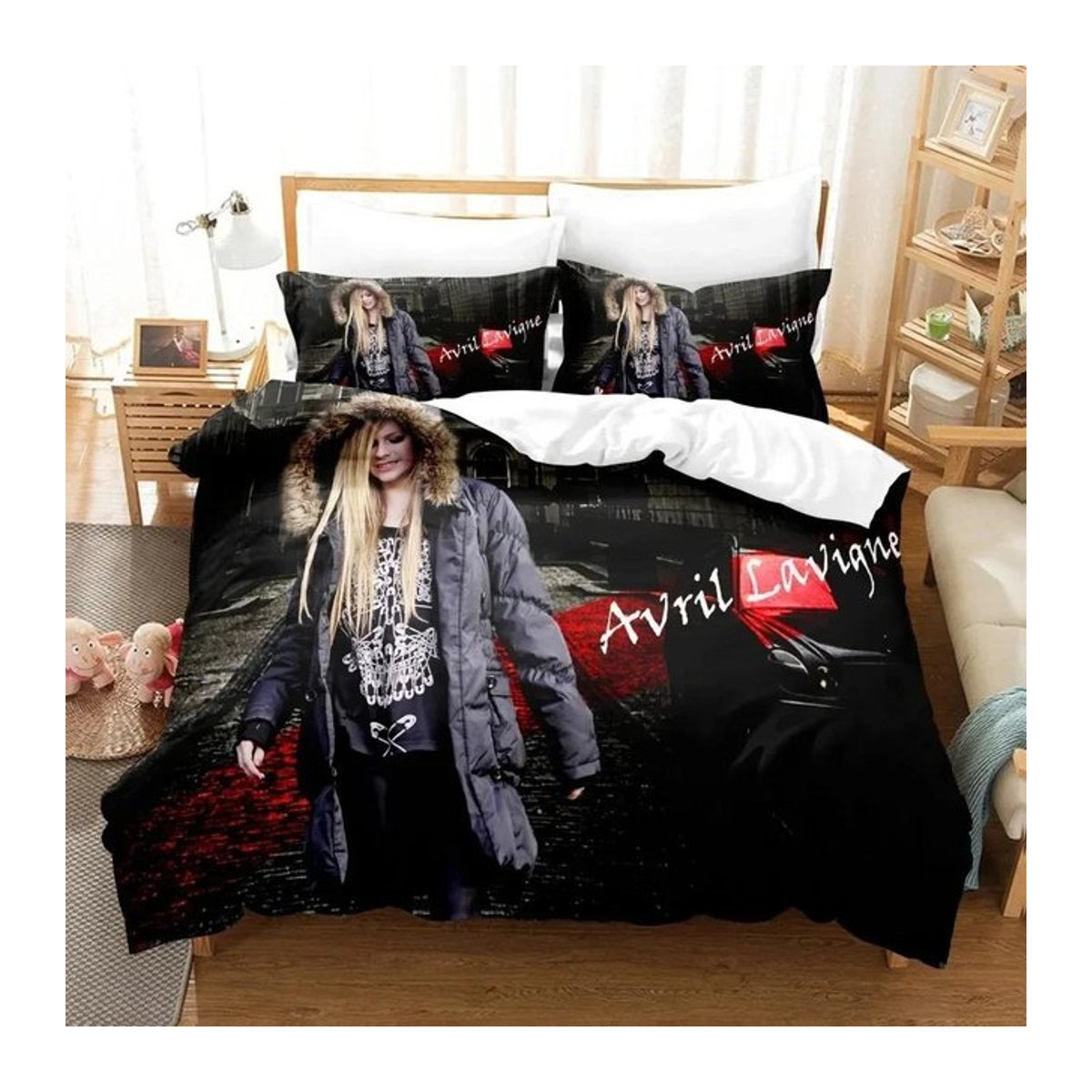 3D Avril Lavigne Bettwäsche-Set mit Kissenbezug und Bettdeckenbezug, Multicolor, B/H: 135 x 200 cm - Bild 1