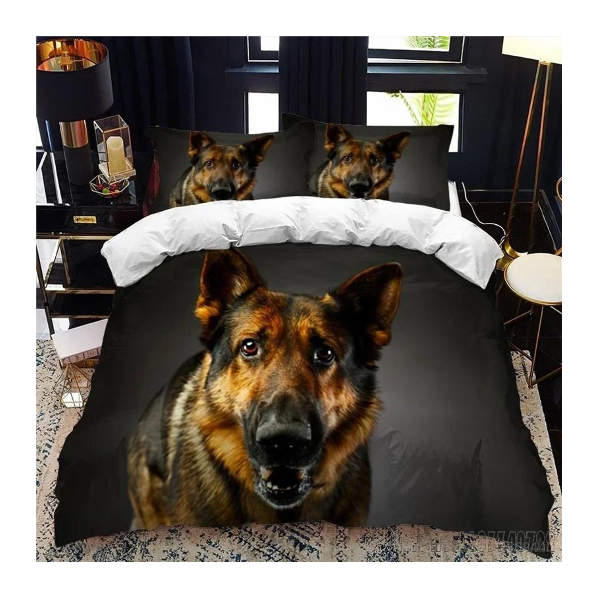3D Bettwäscheset Deutscher Schäferhund mit Bettbezug und Decke für Kinderzimmer, B/H: 120 x 150 cm - Bild 1