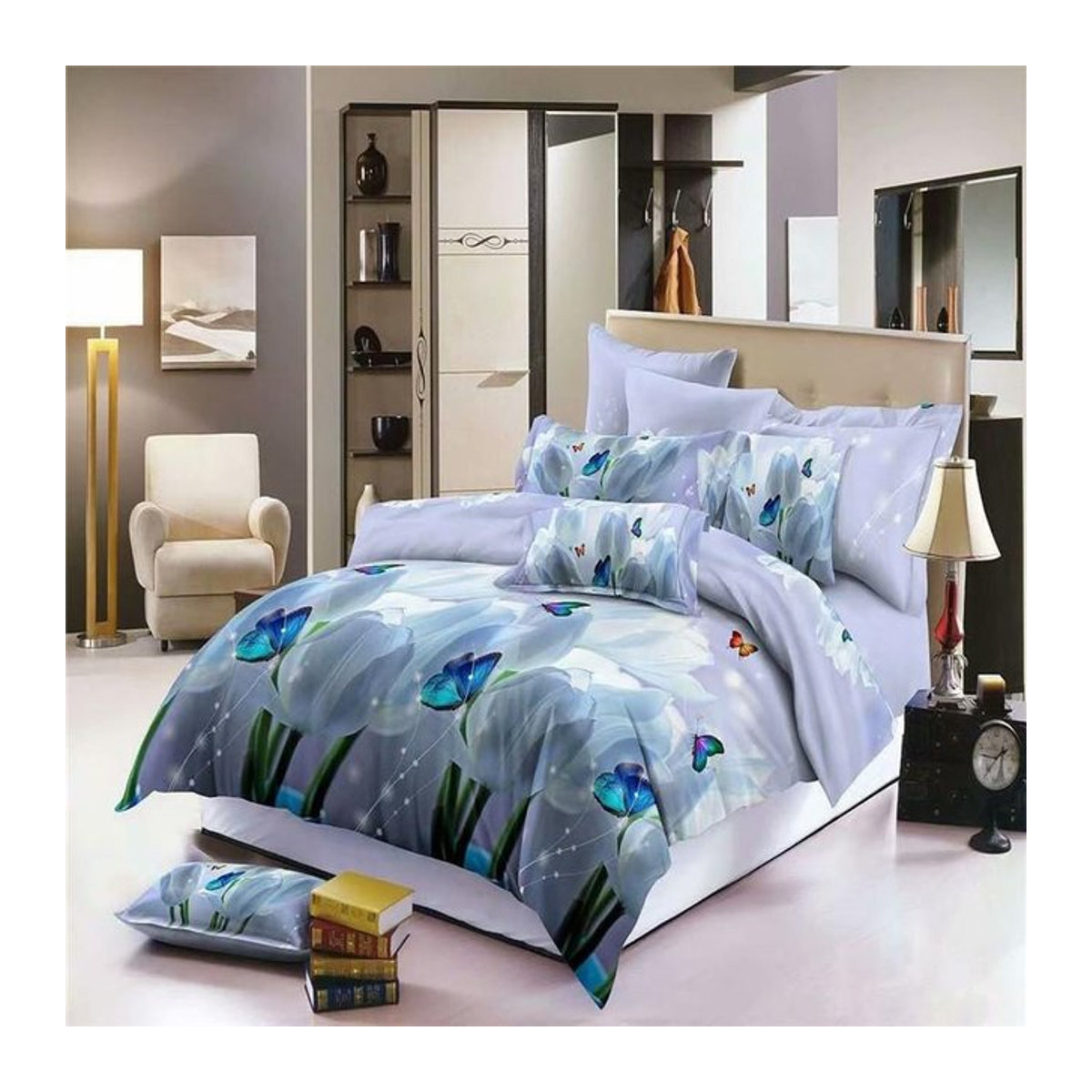 3D Blumen Bettwäsche Set mit Reißverschluss, 2-teilig, B/H: 150 x 200 cm - Bild 1