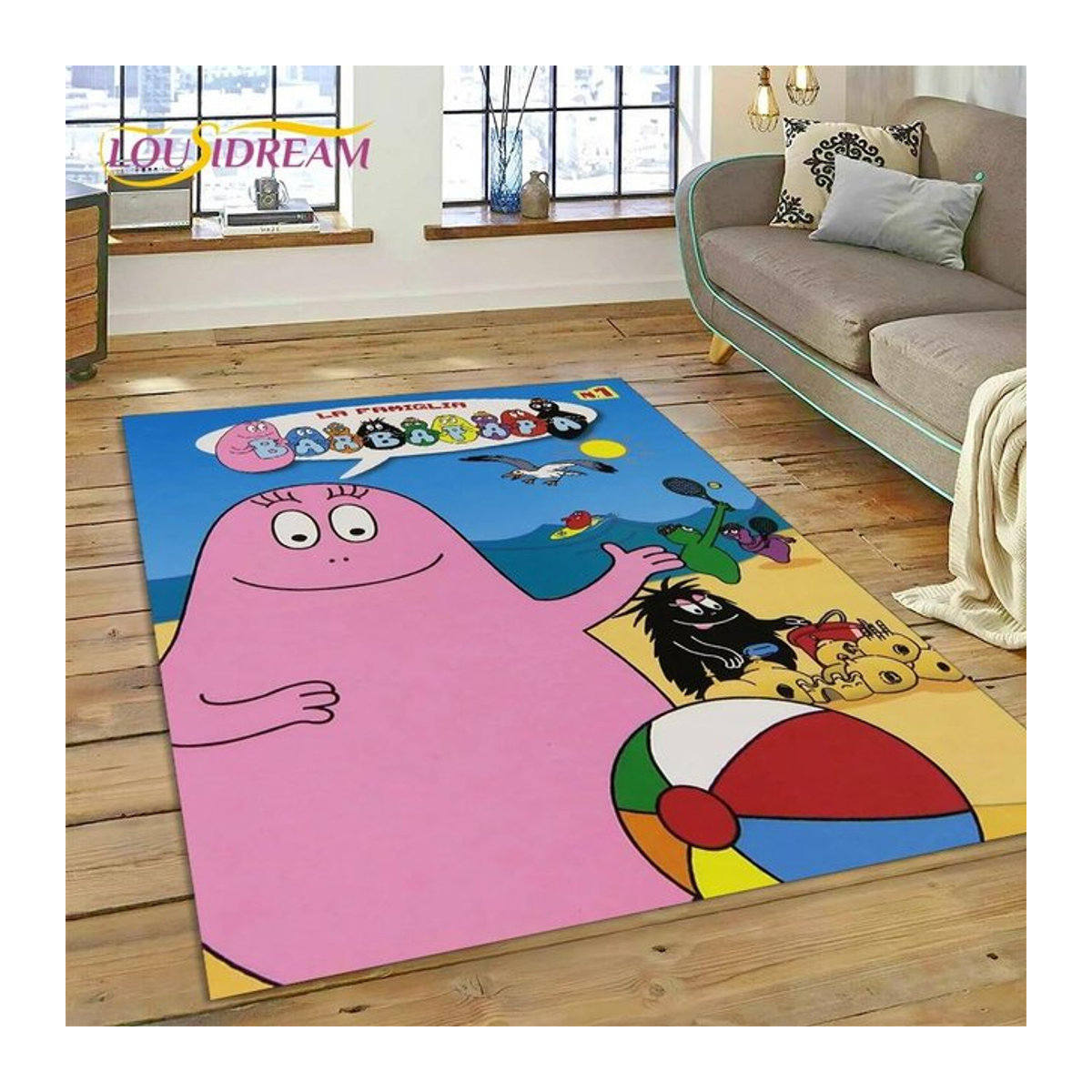 3D-Cartoon-Teppich Les Barbapapa Family Multicolor, rutschfeste Bodenmatte für Wohnzimmer und Kinderzimmer, B/H: 60 x 40 cm - Bild 1
