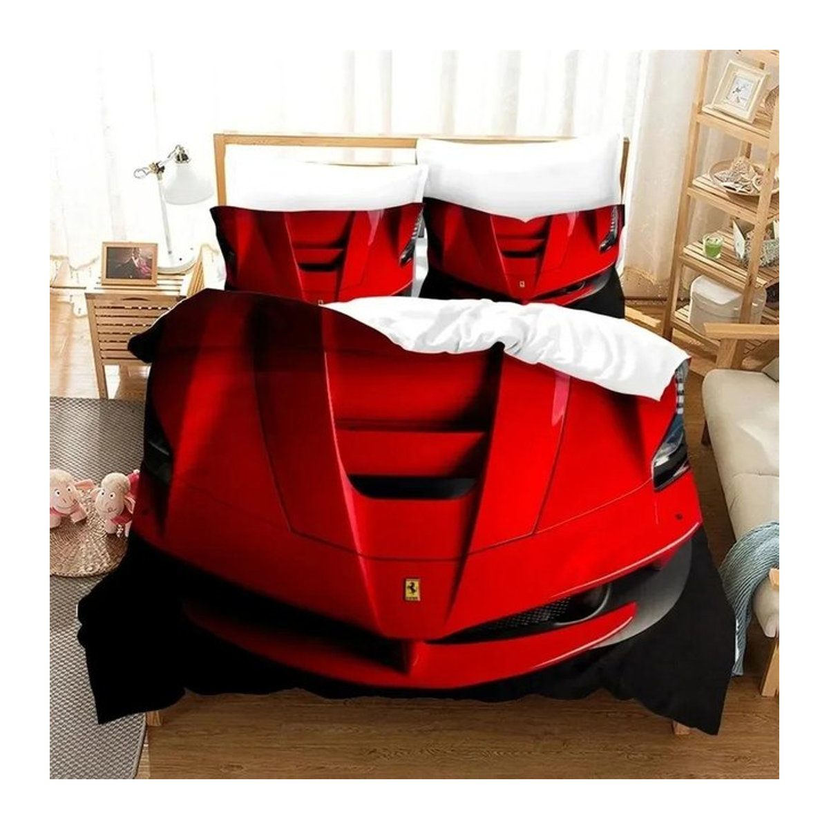 3D-Druck Bettwäsche-Set mit Autos und Fahrzeugen für Kinder, bestehend aus Bettbezug und Kissenbezügen, B/B: 240 x 220 cm - Bild 1