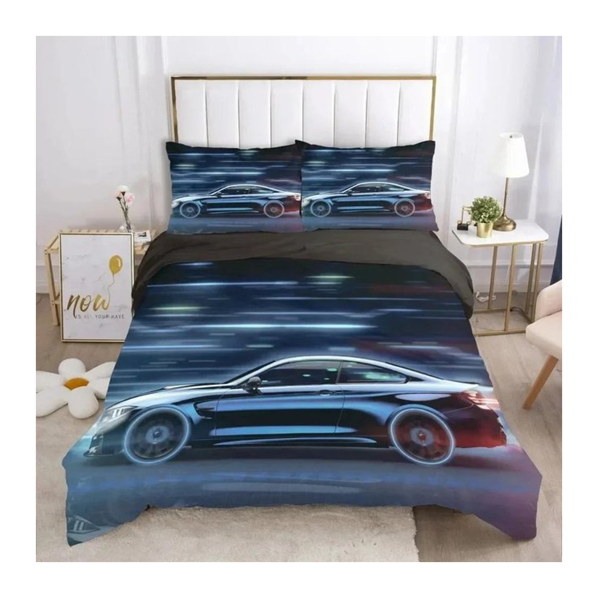 3D-Druck Bettwäsche-Set mit Autos und Fahrzeugen für Kinder, bestehend aus Bettbezug und Kissenbezügen, B/B: 260 x 220 cm - Bild 1