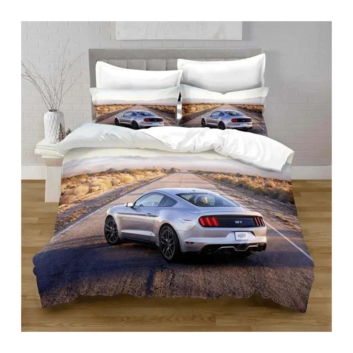 3D-Druck Bettwäsche-Set mit Autos und Fahrzeugen für Kinder, bestehend aus Bettbezug und Kissenbezügen, Queen Size, B x H: 210 x 210 cm - Bild 1