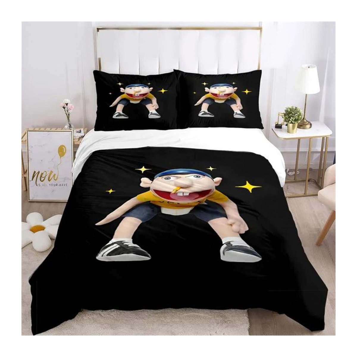 3D-Druck Cartoon Sml Jeffy Bettwäsche-Kollektion mit Bettbezug, Steppdecke, Tagesdecke und Kissenbezug für Jungen, Mädchen und Erwachsene, Größe: 140 x 210 cm - Bild 1