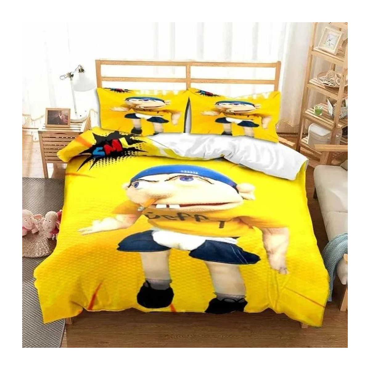3D Druck SML Cartoon Jeffy Bettwäsche Set mit Bettbezug und Kissenbezug für Kinder und Erwachsene B/H: 140 x 210 cm - Bild 1