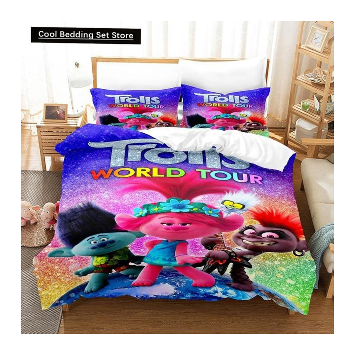3D-Druck Trolls Bettwäsche-Set Multicolor, 3-teilig, B/H: 150 x 200 cm - Bild 1