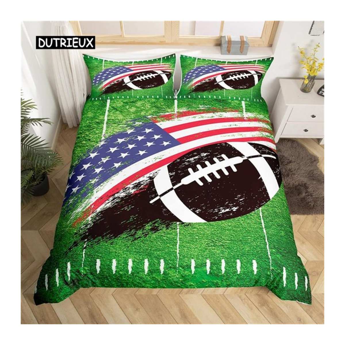 3D Fußball Bettwäsche Set für Kinder und Jugendliche mit Reißverschluss, Einzelbett Bettbezug und Bettdecke, B/T/H: 135 x 200 cm - Bild 1