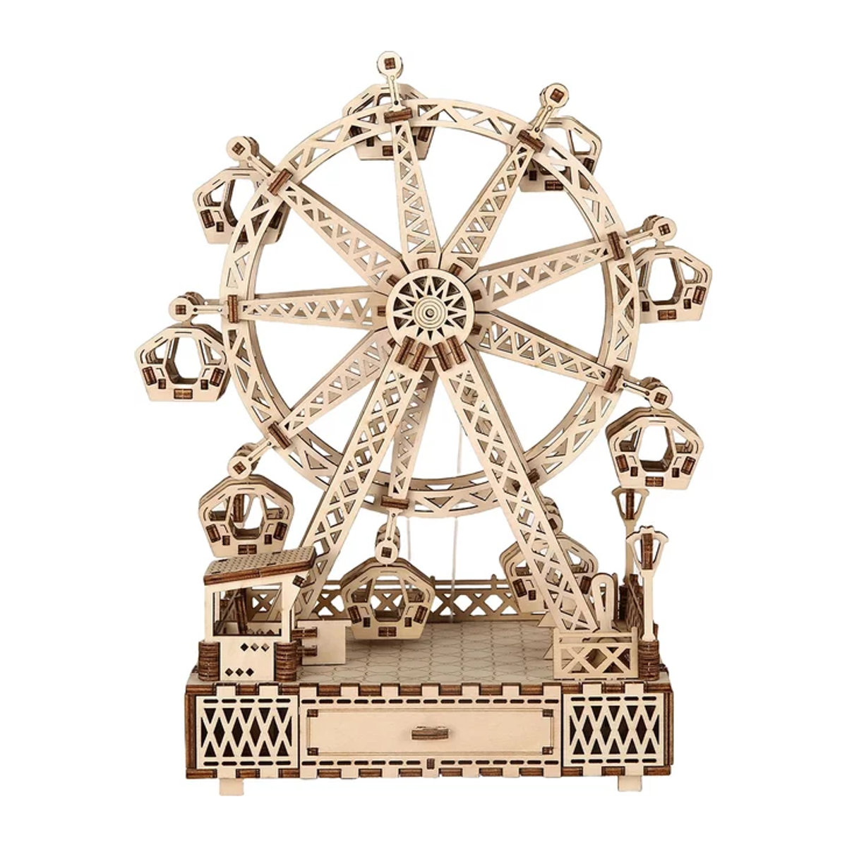 3D Holz Puzzle Riesenrad als maßstabsgetreues mechanisches Modell zum Selberbauen - Bild 1