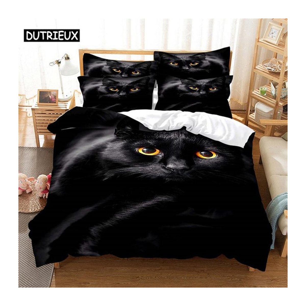 3D Katze Bettwäscheset aus Baumwolle mit Reißverschluss, B/H: 135 x 200 cm - Bild 1