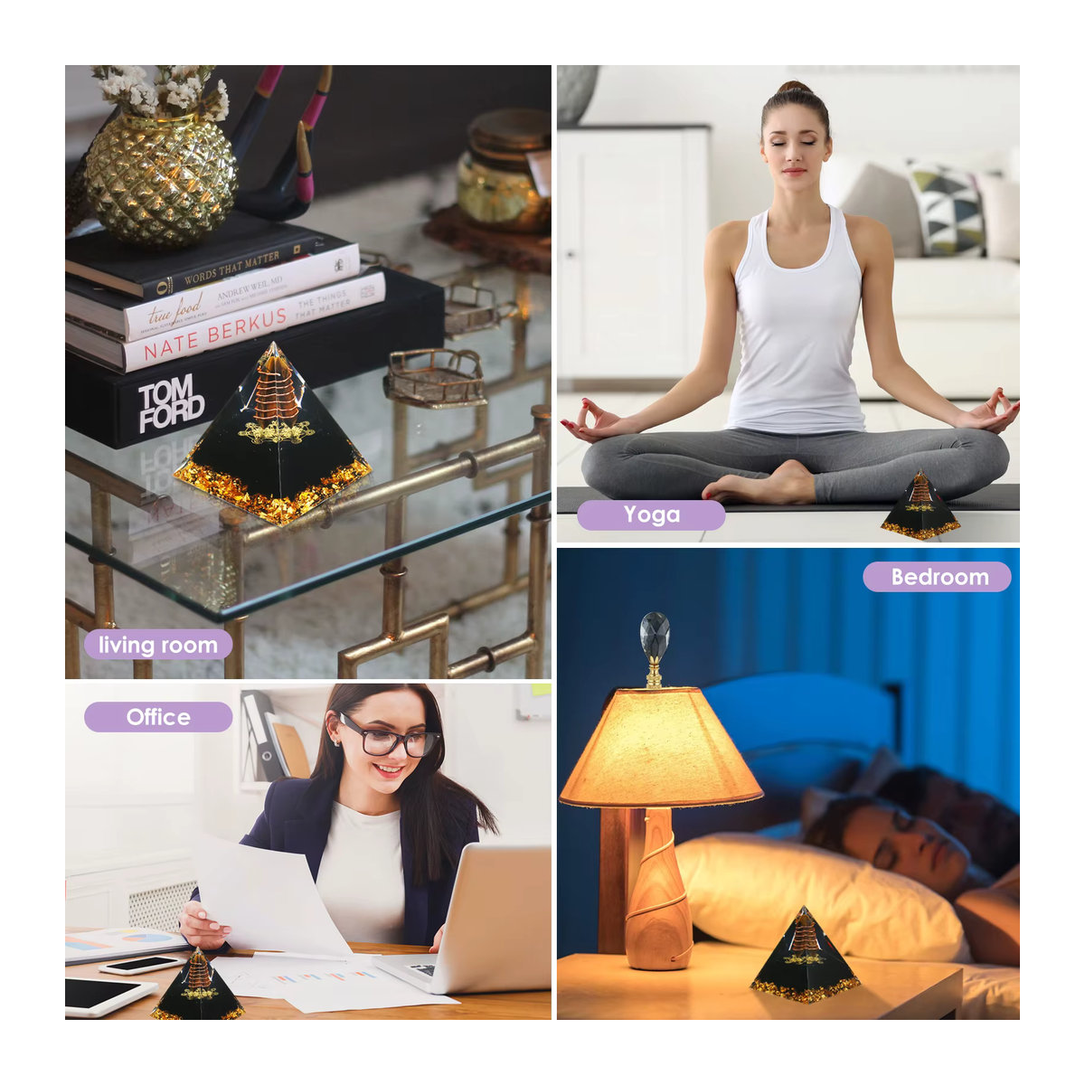 3D Kristall Pyramide aus Harz als Orgonit Deko-Ornament in Multicolor - Bild 4