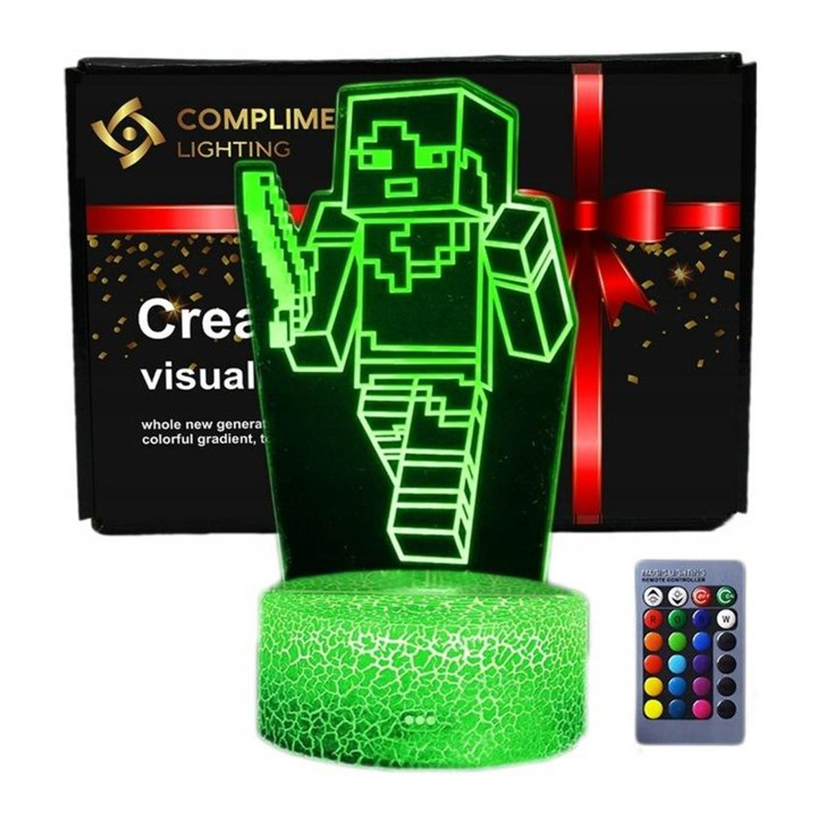 3D LED Nachtlampe Minecraft mit Fernbedienung und USB-Anschluss von Super Merchant - Bild 1