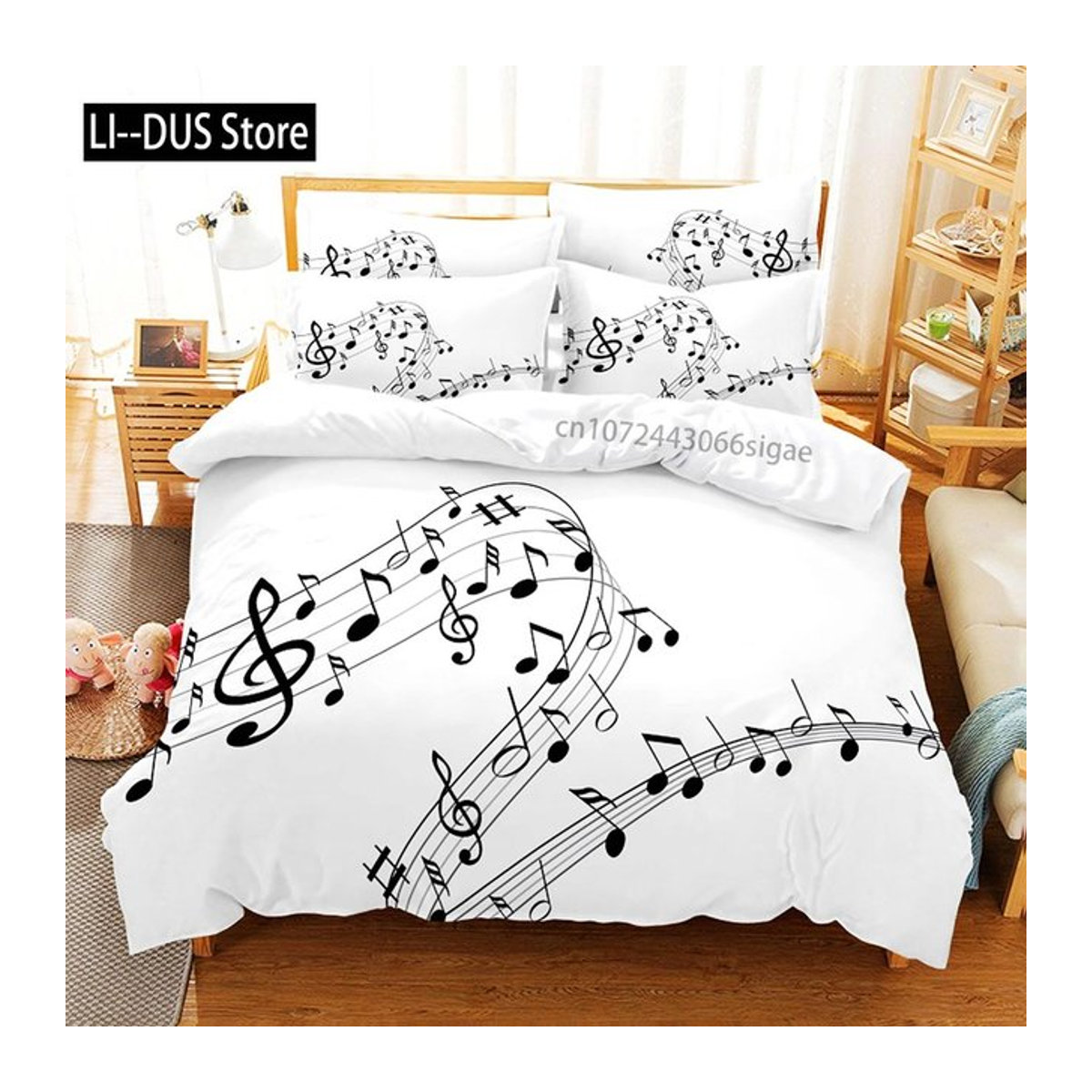 3D Musik Bettwäsche Set mit Digitaldruck, 3-teilig, Single B/H: 135 x 200 cm - Bild 1