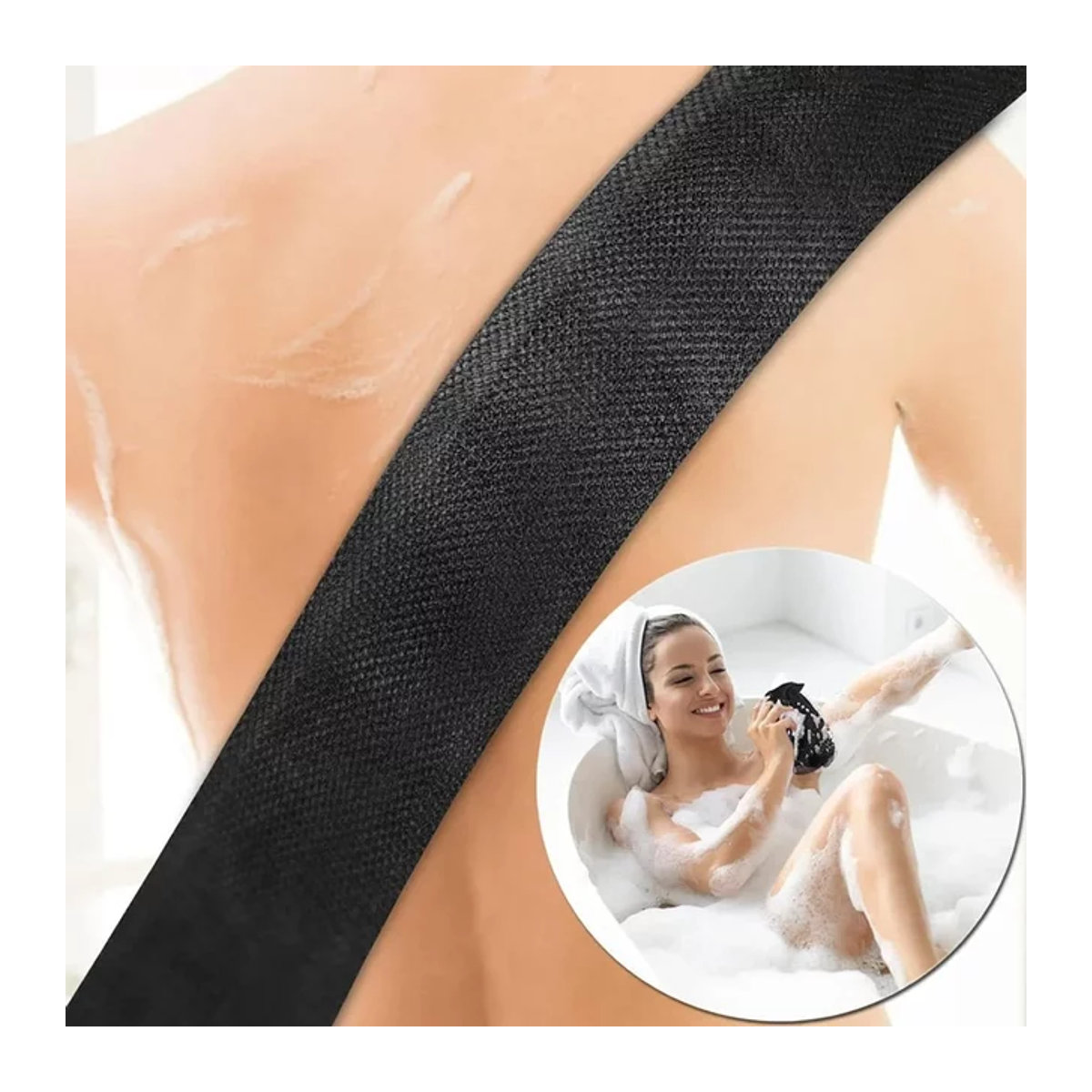 3er-Set Afrikanische Peeling-Netze aus Nylon zur Körperreinigung und Massage in Schwarz, Blau und Beige - Bild 1