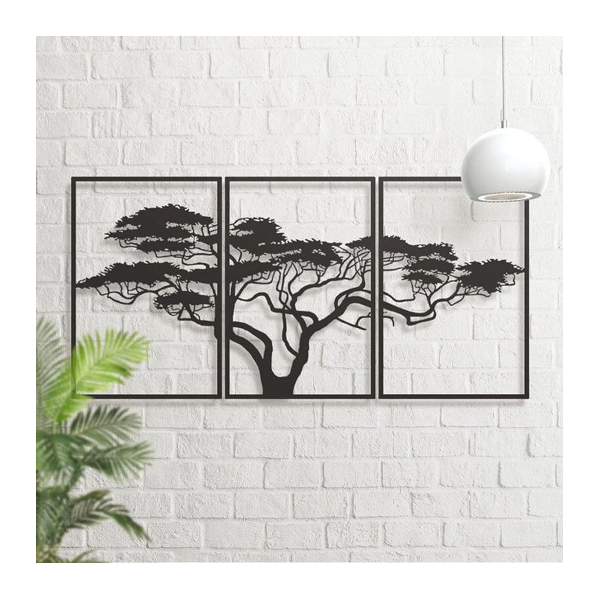 3er-Set CIFBUY Metall-Wanddekoration Baum des Lebens in Schwarz, minimalistische Wandkunst zur Wandmontage - Bild 1