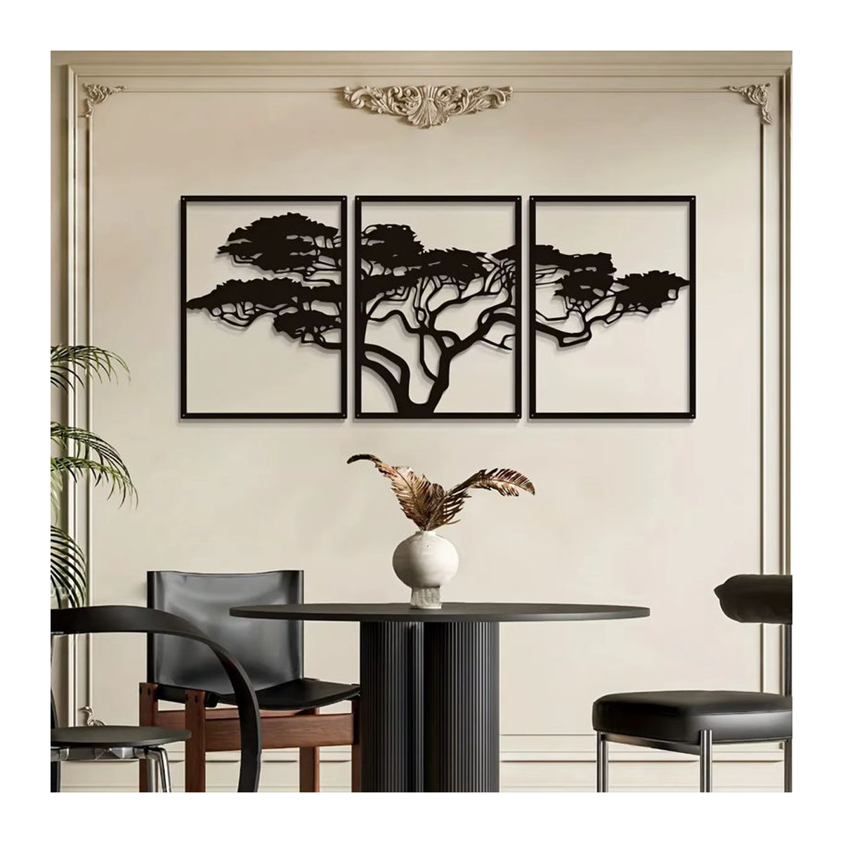 3er-Set CIFBUY Metall-Wanddekoration Baum des Lebens in Schwarz, minimalistische Wandkunst zur Wandmontage - Bild 3