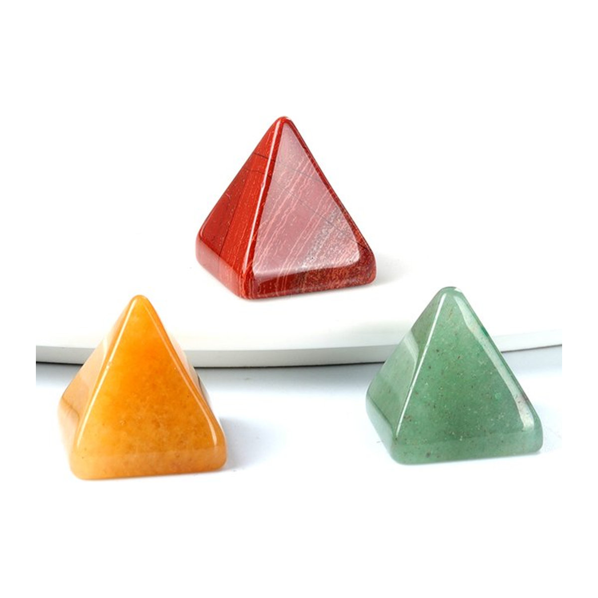 3er Set Kristall-Pyramiden aus Naturstein mit Amethyst, Tigerauge und Rose Quarz in Multicolor, B/H/T: 1,8 x 2,0 x 1,8 cm - Bild 1