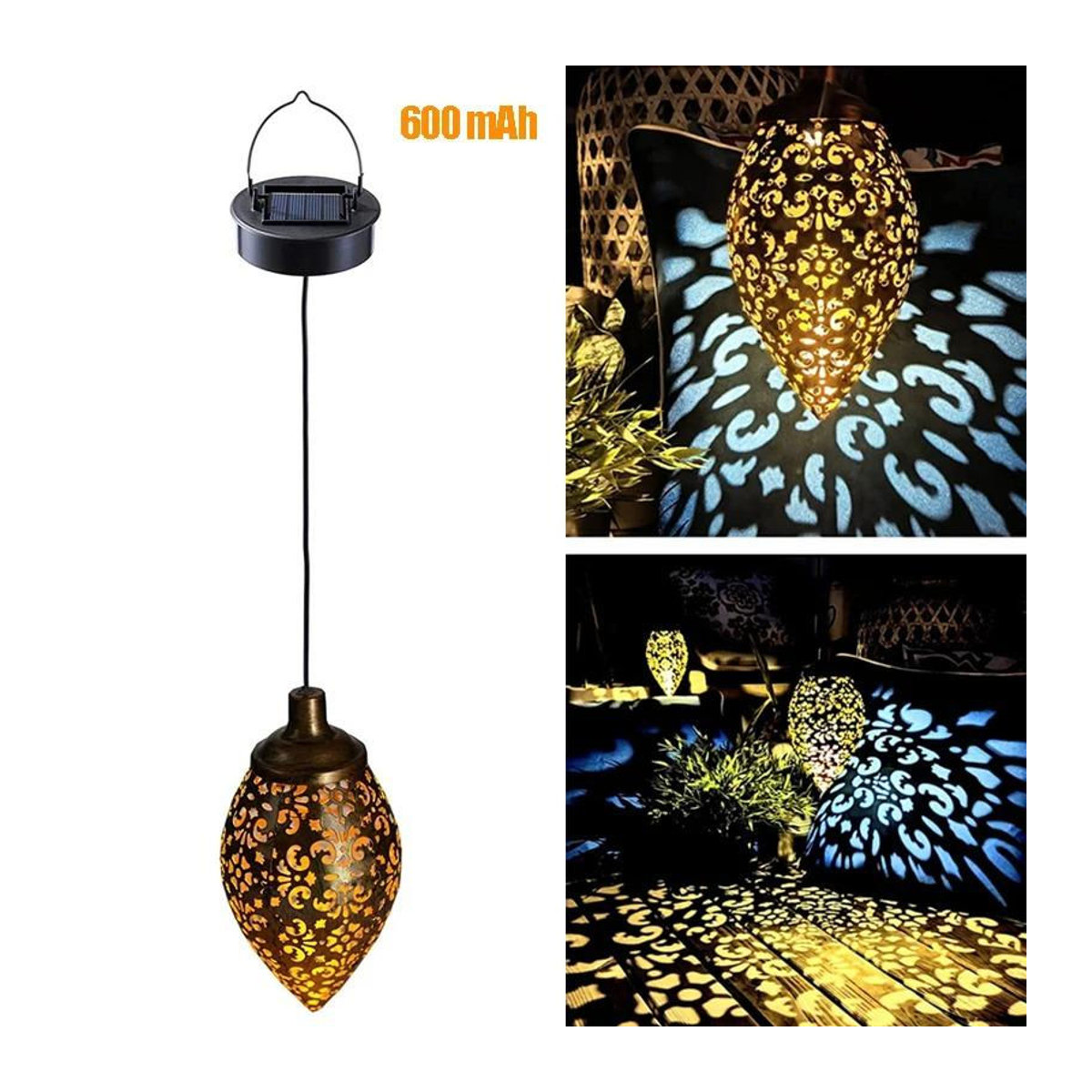 3er Set LIUXING Fire Solar Lamp Tropfenförmige Solar-Projektionsleuchten in Schwarz mit warmweißem LED-Licht, wasserdicht IP44 für Garten und Terrasse - Bild 12