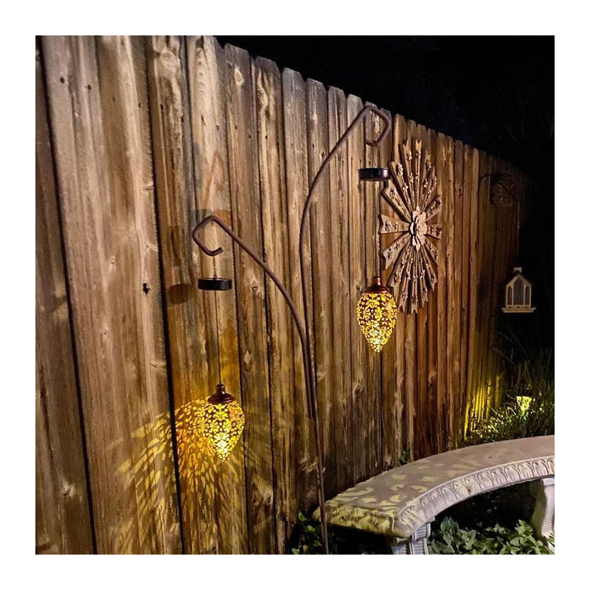 3er Set LIUXING Fire Solar Lamp Tropfenförmige Solar-Projektionsleuchten in Schwarz mit warmweißem LED-Licht, wasserdicht IP44 für Garten und Terrasse - Bild 2