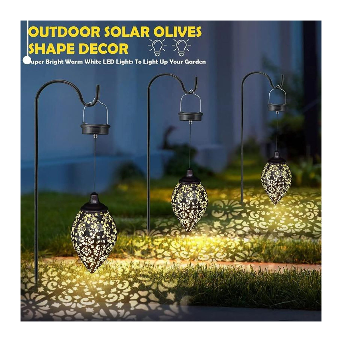3er Set LIUXING Fire Solar Lamp Tropfenförmige Solar-Projektionsleuchten in Schwarz mit warmweißem LED-Licht, wasserdicht IP44 für Garten und Terrasse - Bild 8