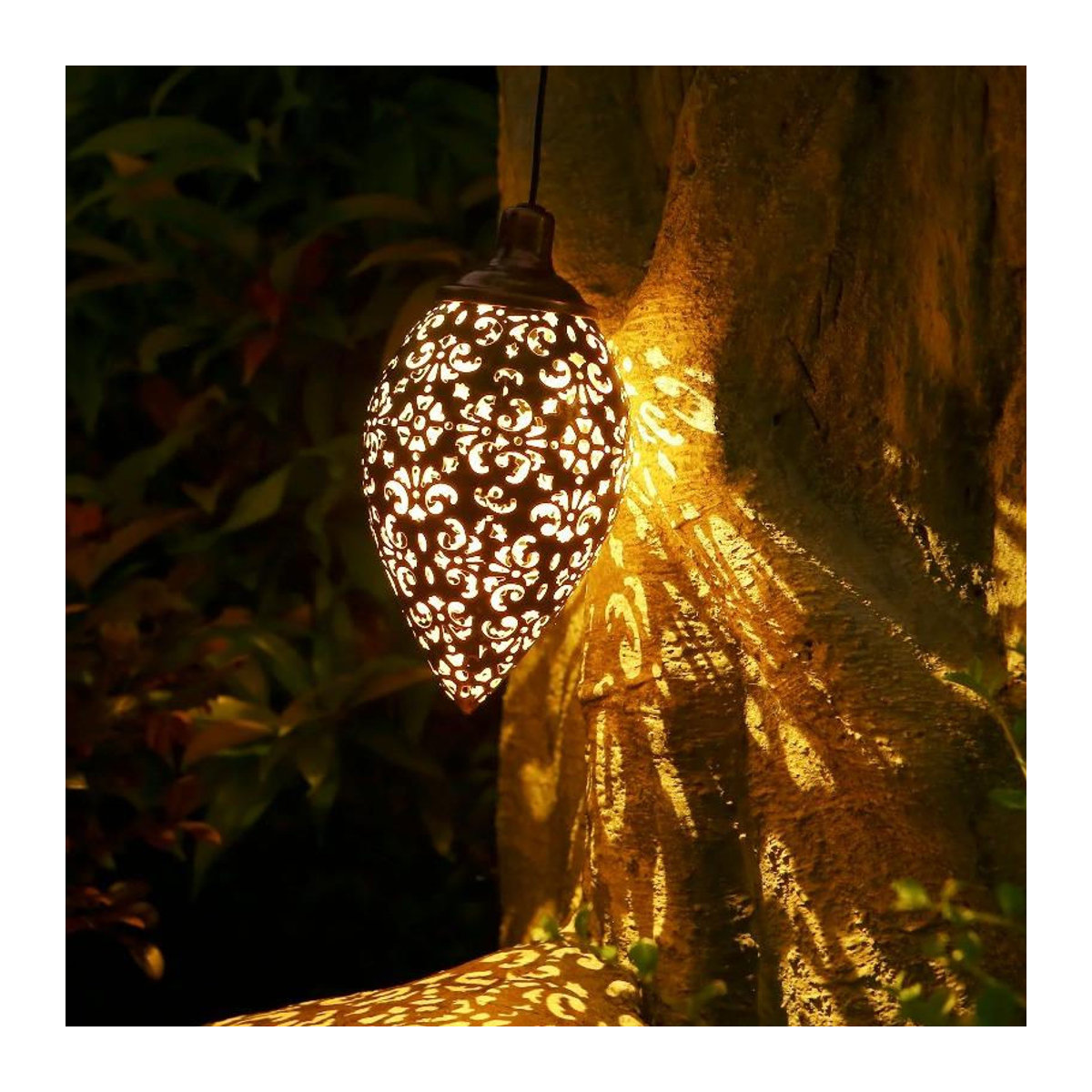 3er Set LIUXING Fire Solar Lamp Tropfenförmige Solar-Projektionsleuchten in Schwarz mit warmweißem LED-Licht, wasserdicht IP44 für Garten und Terrasse - Bild 9