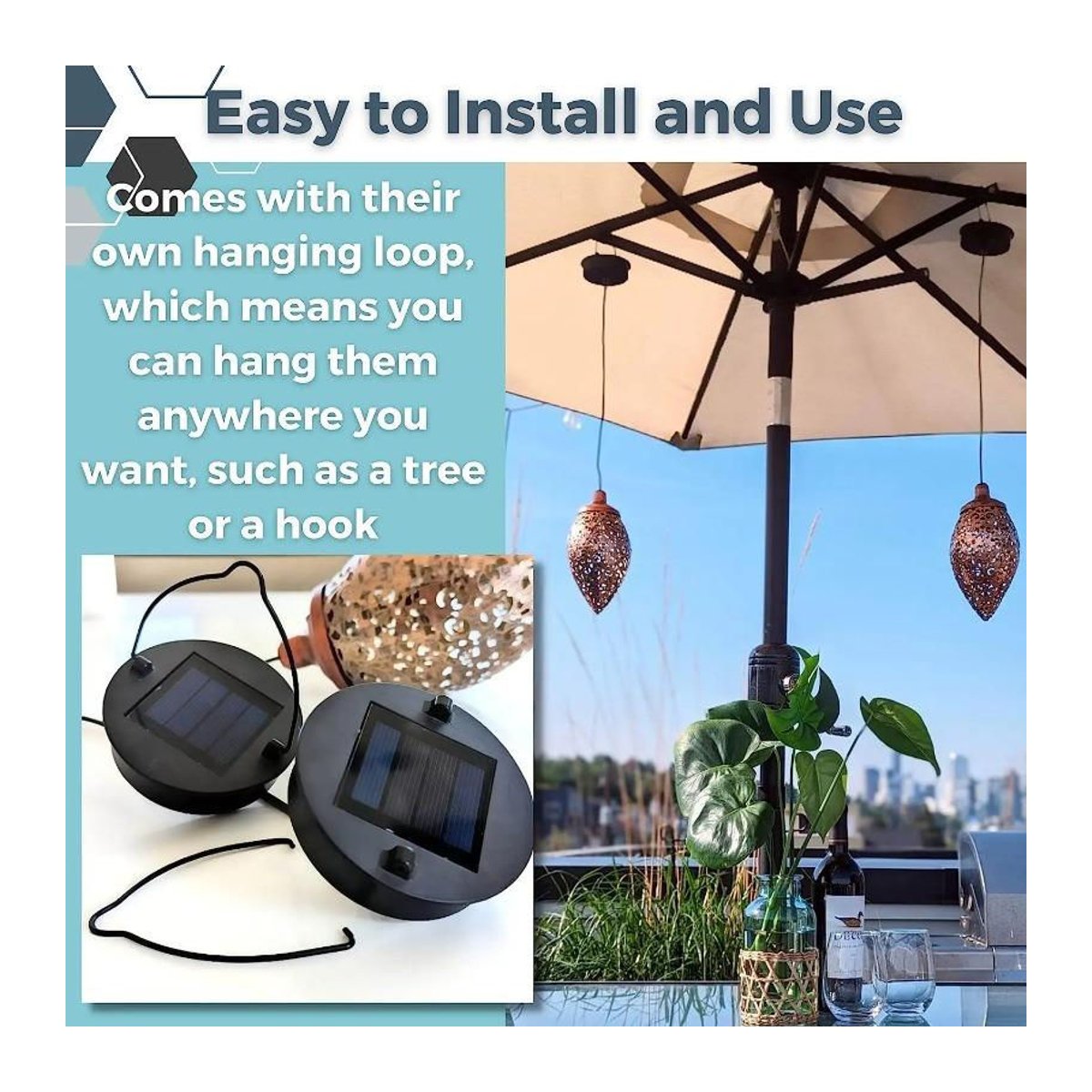 3er Set LIUXING Fire Solar-Projektionslicht in Schwarz mit warmweißem LED-Licht, tropfenförmige Solarleuchte für Garten und Terrasse, IP44 wasserdicht, Retro-Design - Bild 7