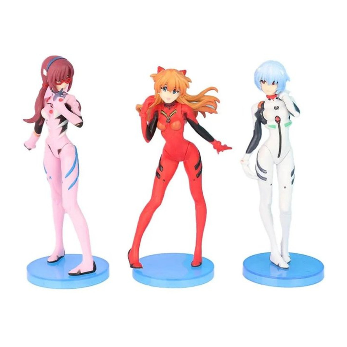 3er-Set Neon Genesis Evangelion Anime Figuren von Fashnics mit Eva Ayanami Rei, Asuka Langley Soryu und Makinami aus PVC in Multicolor - Bild 1