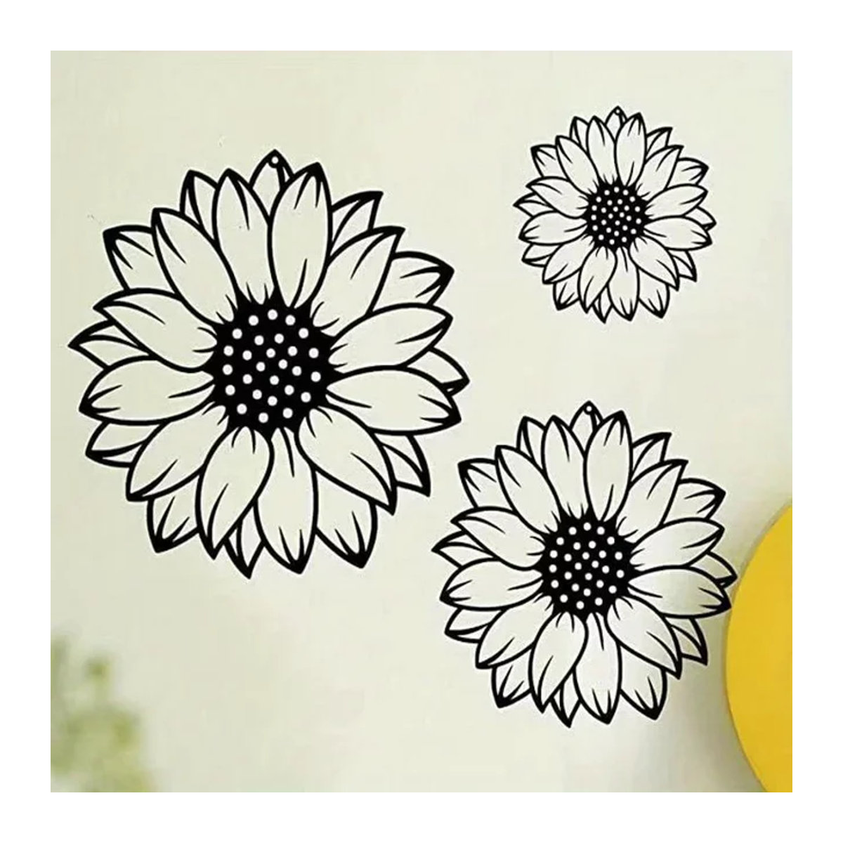 3er-Set Sonnenblumen Silhouette Wandkunst aus Metall in Schwarz zur Wanddekoration - Bild 1