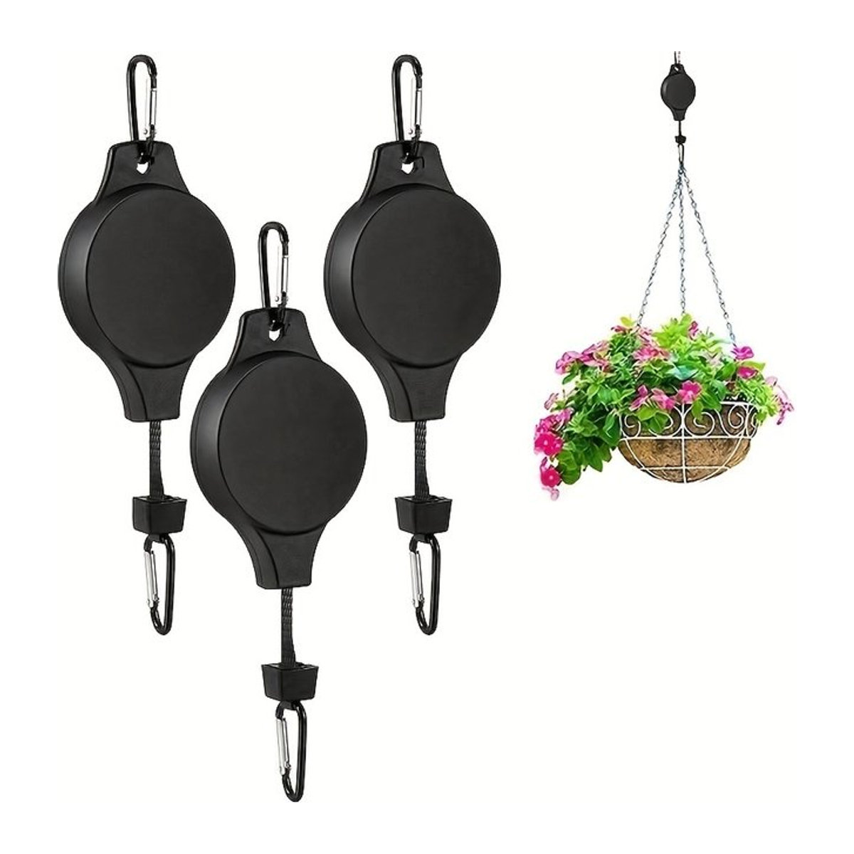 3er Set versenkbare Pflanzenhaken mit einstellbarer Höhe für hängende Pflanzen, robuste Aufhänger für Indoor und Outdoor - Bild 1
