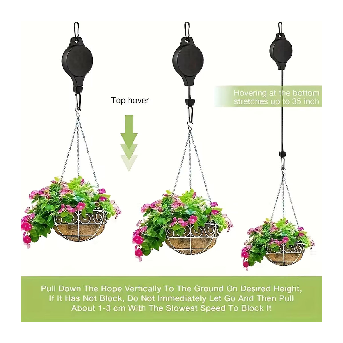 3er Set versenkbare Pflanzenhaken mit einstellbarer Höhe für hängende Pflanzen, robuste Aufhänger für Indoor und Outdoor - Bild 4